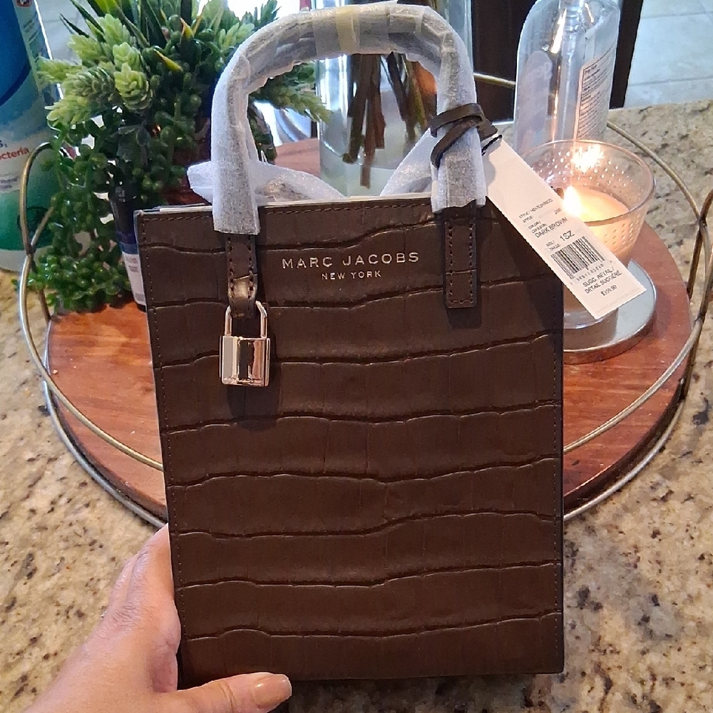Marc Jacobs Brown Croc-Embossed Tote Bag NWT